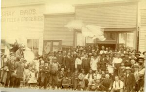 Iowa Indians in front of Nowlan's Restaurant, Guthrie, O.T. 1889